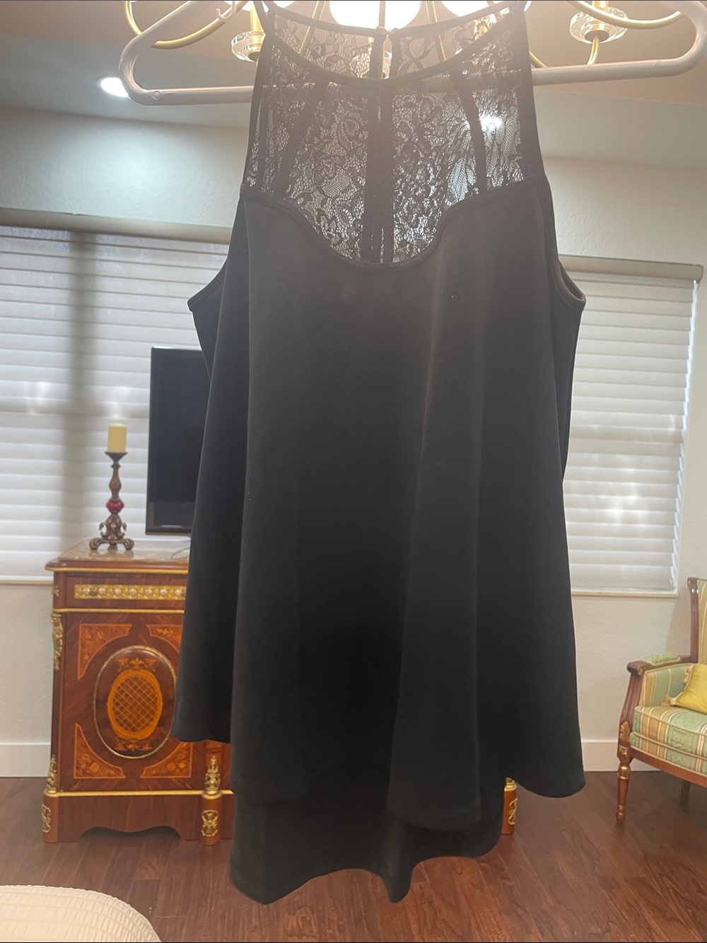 Worthington Black Lace Yoke Tank Top